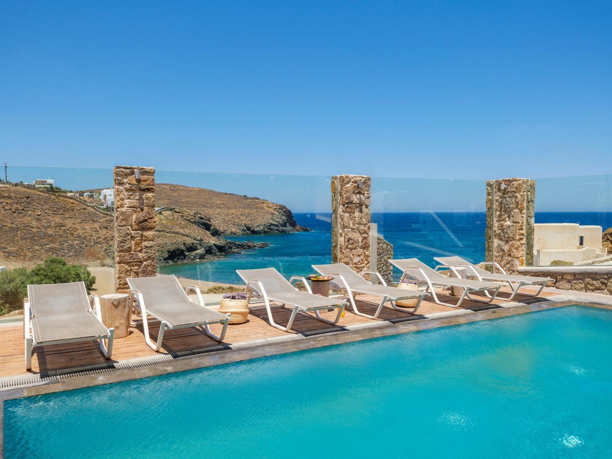 Sea Rock & Sky Private Mykonos Residence Merchia Beach Екстериор снимка