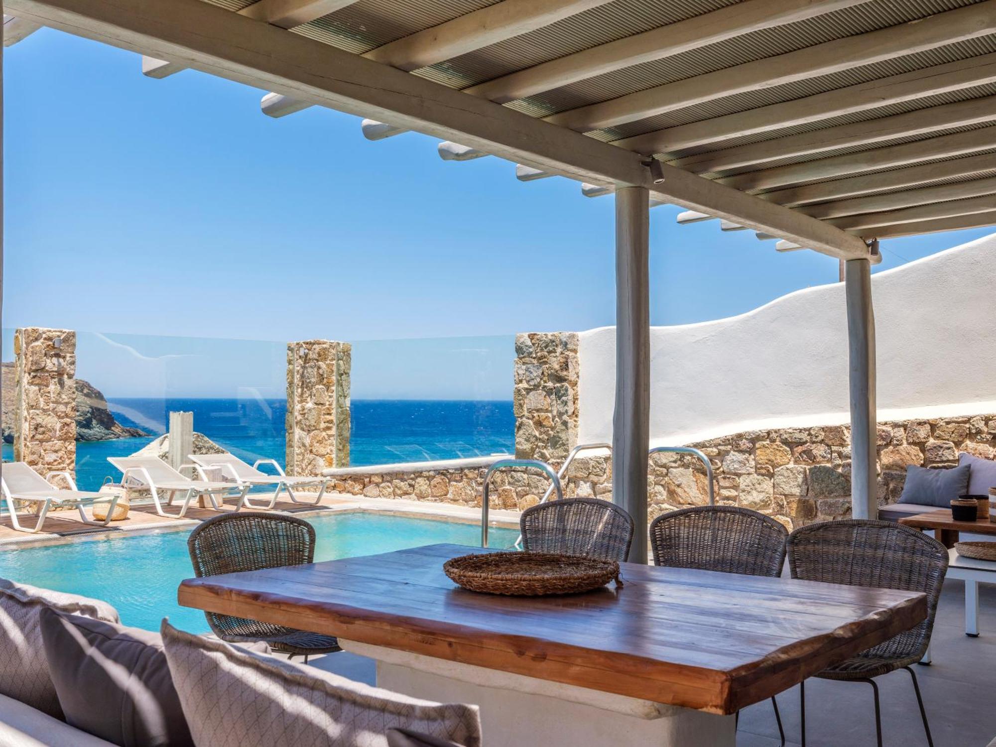 Sea Rock & Sky Private Mykonos Residence Merchia Beach Екстериор снимка